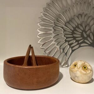 MCM Teak Wood Salad Bowl Spoon & Fork Goodwood Thailand